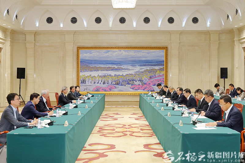 陳小江艾爾肯·吐尼亞孜會見淡馬錫公司董事長林文興和候任董事長張志賢